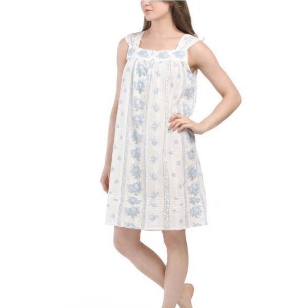 RACHEL ASHWELL Shabby Chic  Floral Cotton Embroidered Nightgown Gown Cottage M